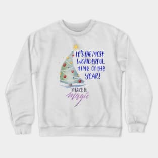 Make Christmas Magic! Watercolour Christmas Tree Design Crewneck Sweatshirt